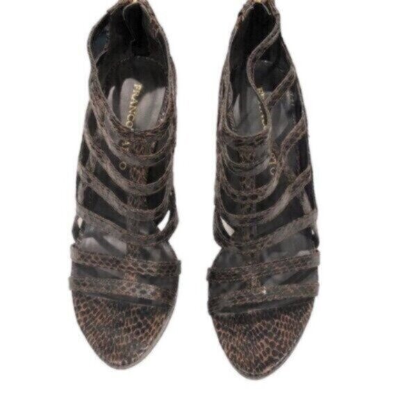 Franco Sarto Brown Leopard Print Strappy Gladiator Sexy Stiletto Dressy Heels 9 - Picture 6 of 10